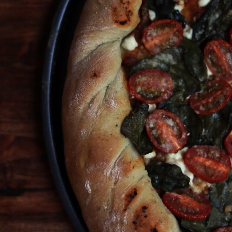 close up image of a homemade pizza